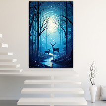 Elk at night Canvas Painting Wall Art Posters Landscape Canvas Print Picture - £10.73 GBP+
