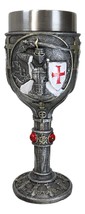 Medieval Templar Crusader Knight Suit of Armor On Horse Wine Goblet Chalice Cup - £19.97 GBP