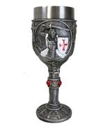 Medieval Templar Crusader Knight Suit of Armor On Horse Wine Goblet Chal... - £19.63 GBP