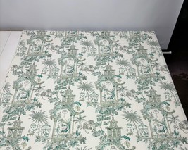 Vilber Siam Toile Vert Green Monkey Oriental Temple Cotton Fabric 7.5 Yards 54&quot;W - £119.45 GBP