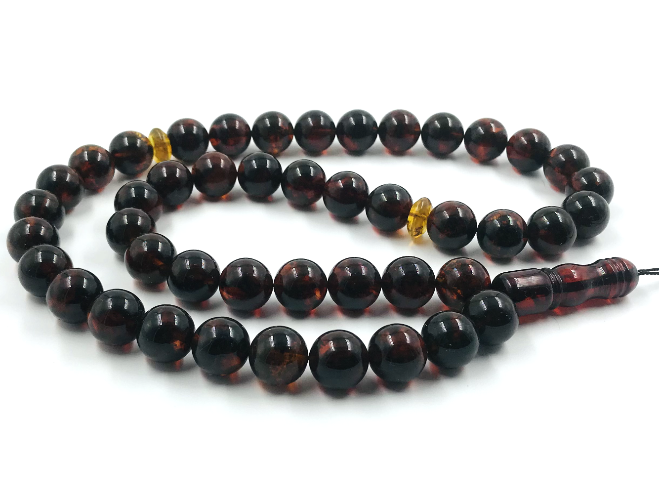 Primary image for Natural Baltic Amber prayer beads pressed Amber Islamic Tasbih Misbaha 45 beads