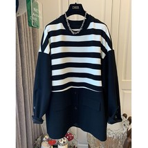 KUSAHIKI Hit Color work  Long Sweatshirt Causal Long Sleeve O-neck Women Jumpers - £95.38 GBP