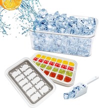 Silicone Ice Cube Tray with Lid and Bin for Freezer,56 Nugget Ice Tray with Cove - £9.30 GBP