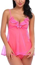 Women&#39;s Babydoll Lace Lingerie Backless Sleepwear Outfit Size XL Bright Pink - £10.07 GBP