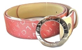 Authentic Bulgari New Pink Signature Belt With beige Leather SZ 42&quot;  - £159.07 GBP