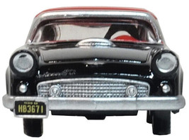 1956 Ford Thunderbird Raven Black w Fiesta Red Top 1/87 HO Scale Diecast Car Oxf - £18.84 GBP