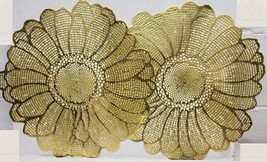 Set of 2 Same Vinyl Non Clear Round Placemats (approx. 16&quot;) GOLDEN SUNFL... - $14.84