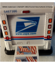 Postage/Stamp Dispenser Postal Truck + Authentic Roll of 100 Forever Stamps - £34.86 GBP