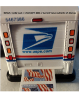 Postage/Stamp Dispenser Postal Truck + Authentic Roll of 100 Forever Stamps - £34.65 GBP
