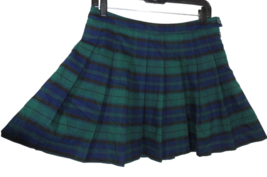 Forever 21 Green Blue Plaid Pleated Flannel School Girl Mini Skirt Size Large-11 - £13.30 GBP