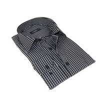 Men's Shirt By CASILA Turkey Cotton Blend Long Sleeves 502050-01 Black Checker image 5