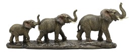 17.5&quot; Long Safari Elephant Family Trio Father And 2 Calves Marching Stat... - £36.67 GBP