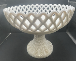 Antique Challinor And Taylor Milk Glass open Lattice Fruit / Compote Bowl - $24.75