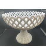 Antique Challinor And Taylor Milk Glass open Lattice Fruit / Compote Bowl - $455.14 MXN