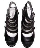 Guess Gladiator Sandals Cork Wedge Heels Buckle Strap Black Women Size 8 - £47.48 GBP
