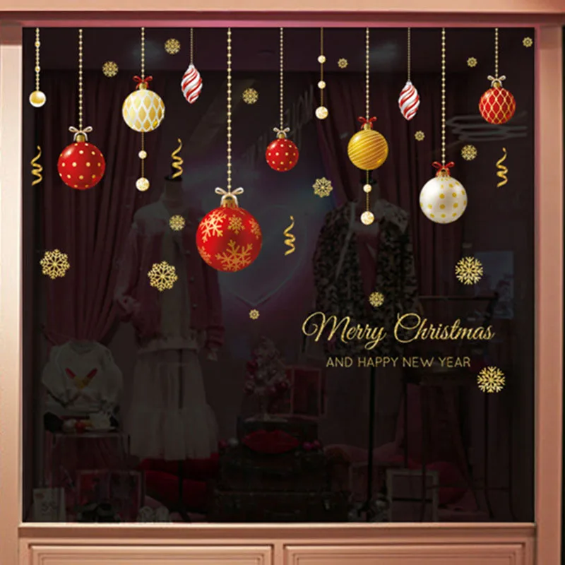 Sporting 45*60cm 2022 Christmas Wall Stickers Decoration Shop GlA Window Golden  - £23.90 GBP