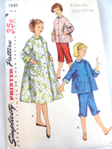 Vintage Simplicity 1441 Size 8 Girl Pajamas Lined Housecoat Bathrobe 1950s - $8.90