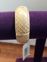 NWT $45 Nine West Faux Tan Beige Snake Skin Pattern Stretch Bangle Bracelet - £12.54 GBP