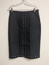 Spanner Jean Black Skirt 6 Modest Womens Denim Rhinestones - £11.54 GBP