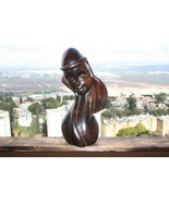 Vintage Mid Century Modernist Wooden Retro Woman Bust Sculpture Wood Art... - £57.39 GBP