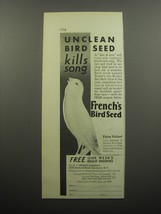 1932 French&#39;s Bird Seed Ad - Unclean Bird seed Kills song - £14.78 GBP