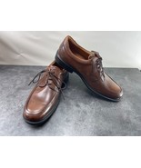 Ecco Oxford Men 10M Shoes Derby Brown Leather Comfort Lace Up Apron Toe ... - $51.31 CAD