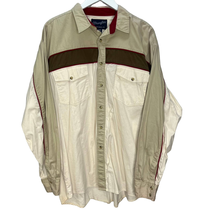 Vintage Wrangler Pearl Snap Button Long Sleeve Shirt Size XL Ivory Cream Aztec  - $39.55