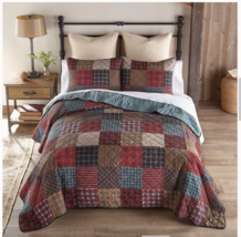 Country Cabin Cotton Pieced Patchwork Quilt Set Farmhouse Rustic Lodge Bedding - $184.25+