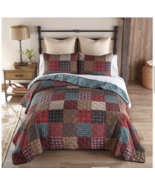 Country Cabin Cotton Pieced Patchwork Quilt Set Farmhouse Rustic Lodge B... - $184.25+