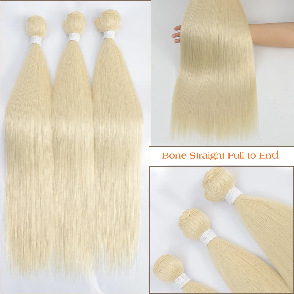Play 613 Honey Blonde Straight Hair Bundles Ombre Hair Extension 30 32 34 36Inch - £34.37 GBP
