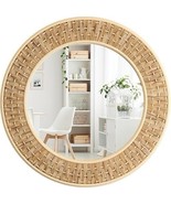 Barnyard Designs Round Rattan Mirror, 25.5” Handmade Boho Wall Decor - $2,196.19 MXN
