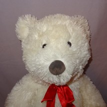 Teddy Bear White Red Ribbon Bow Plush Stuffed Animal 16 inch 2006 Wild Republic - $10.88