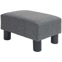 HOMCOM Charcoal Gray Linen Cube Ottoman Foot Rest &amp; Small Stool - $71.99