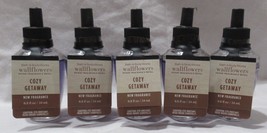Bath &amp; Body Works Wallflower Fragrance Refill Bulb Lot Set of 5 COZY GETAWAY - £36.16 GBP