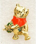 Vintage Disney World Jewelry Trading Pin Winnie The Pooh Christmas Gift - $12.86