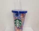 Starbucks Blue Red Cactus Flower Desert Acrylic Cup Tumbler 16 oz Grande... - $11.00