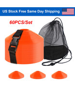 60Pcs Disc Soccer Cones Football Training Field Marking Cross Sports Aid... - $37.99