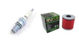 New Oil Filter &amp; NGK D8EA Spark Plug Tune Up Kit For Kawasaki KLF 220 30... - £6.21 GBP