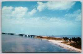 1959 Long Key bridge and Beach along Keys Florida Postcard - £3.88 GBP