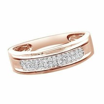 1/4 KT Diamanti Finti 14K Rosa Placcato Oro Uomo Fede Nuziale - £142.16 GBP