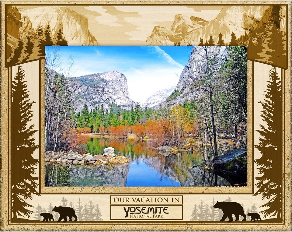 Our Vacation in Yosemite National Park Laser Engraved Wood Picture Frame... - $25.99