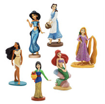 New Disney Store Princess Play Set Figures 6 Pc /CAKE Toppers Glitter Accents - £13.48 GBP