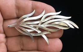 TRIFARI Silver-Tone Brushed metal Vintage BROOCH - signed - 3 inches - $25.00