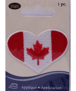 Wrights Heart Canada Canadian Maple Leaf Flag Iron On Applique Red White... - $55.60 MXN
