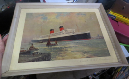 Vintage Frank H Mason Cunard RMS Mauretania framed Print Poster Painting... - £223.93 GBP