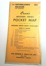 Vintage 1950&#39;s Cram&#39;s Modern Series Pocket Map Netherlands Belgium NO 341 - £12.55 GBP