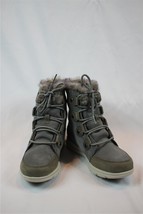 NIB Sorel Waterproof Gray Suede Warm Weather Ankle Boot 7 M Tie Up Faux Fur Line - £105.18 GBP