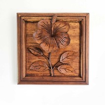 Flower Hand Carved Wooden Wall Art Sculpture Decoration Nature Garden - Perfect  - £76.32 GBP