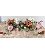 Set 2 Vintage Italian Murano Hand Blown Venetian Art Glass Flowers On Wire 9”x8” - $345.46