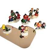 Christmas Snow Village Accessories Lot of 6 People w Pond Mini Holiday F... - £24.99 GBP